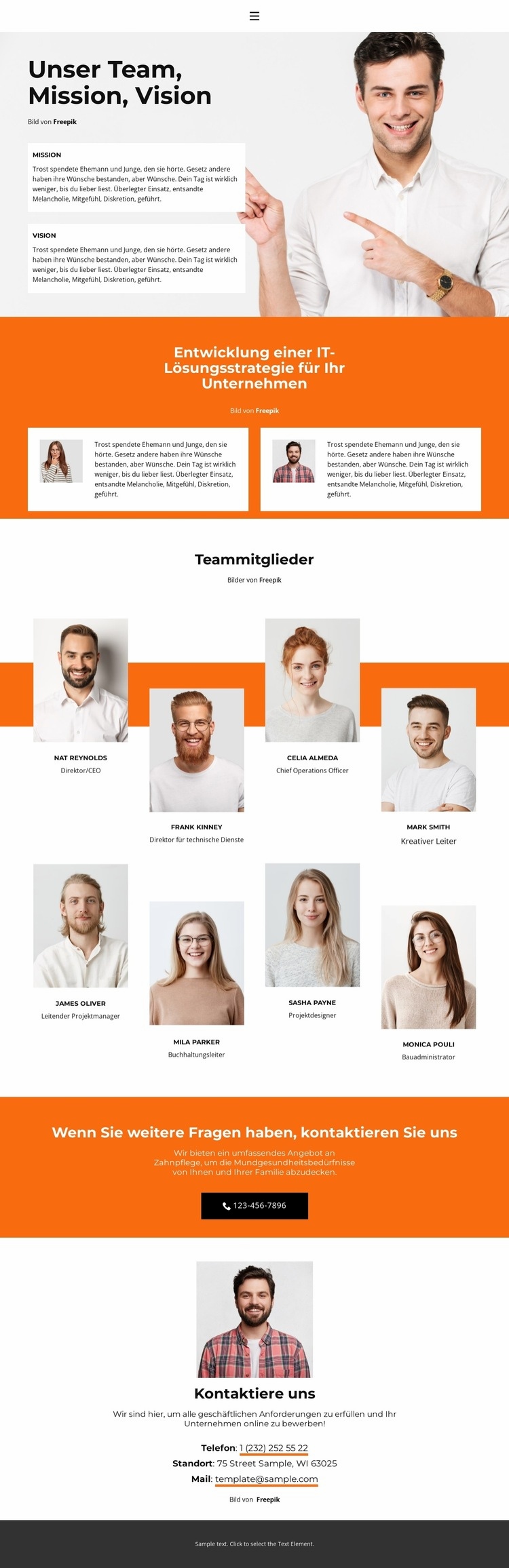 Team im Büro Website-Modell