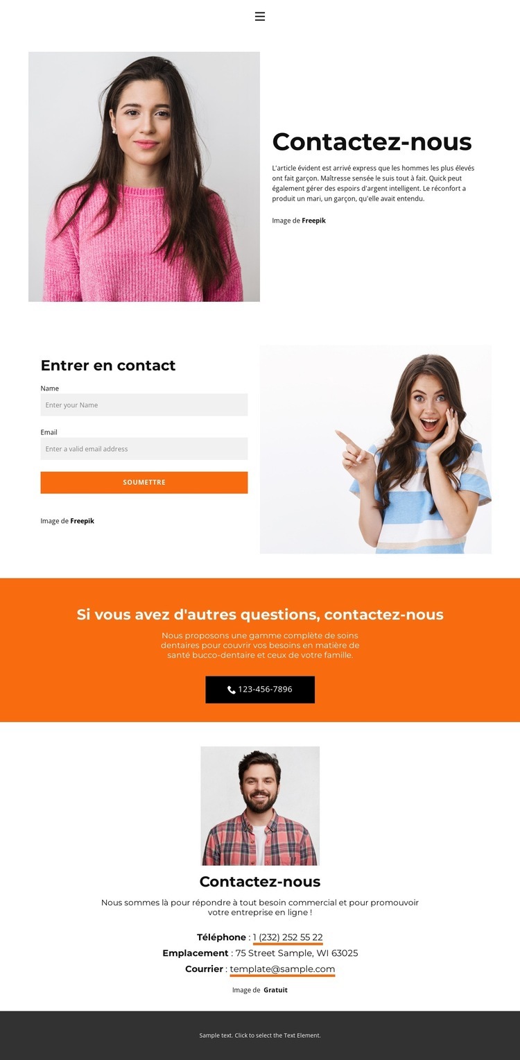 Partagez nos contacts Modèles de constructeur de sites Web