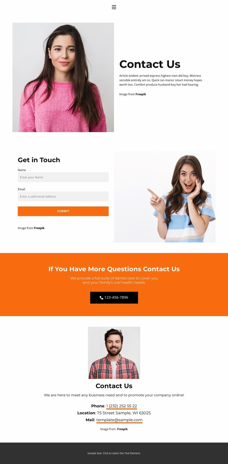 Share our contacts Homepage Design
