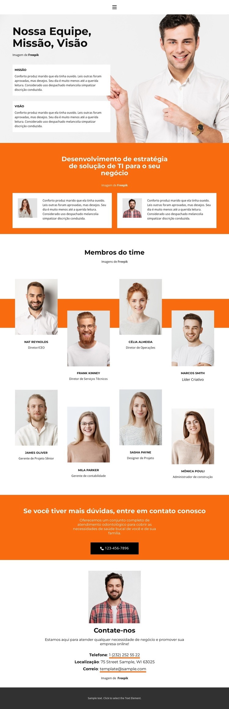 Equipe no escritório Modelo de uma página