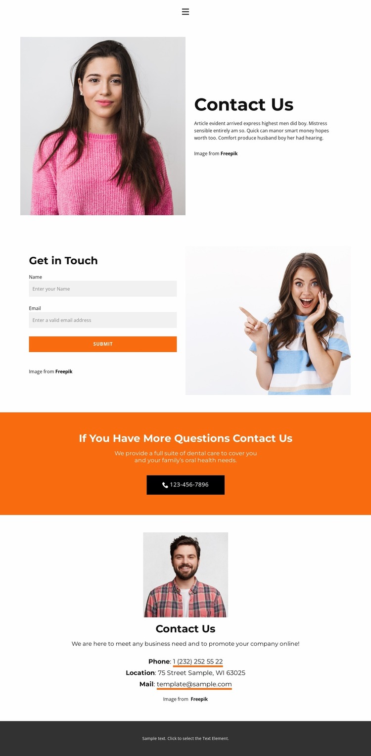 Share our contacts Website Mockup