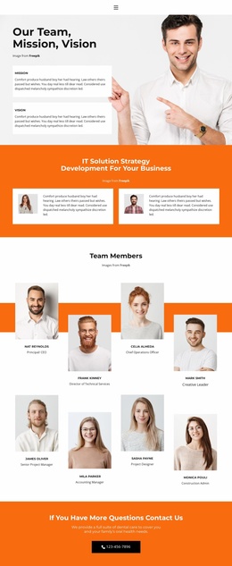 Website Layout For Team In The Office
