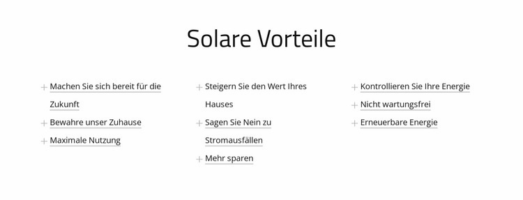 Vorteile von Solarmodulen Website Builder-Vorlagen