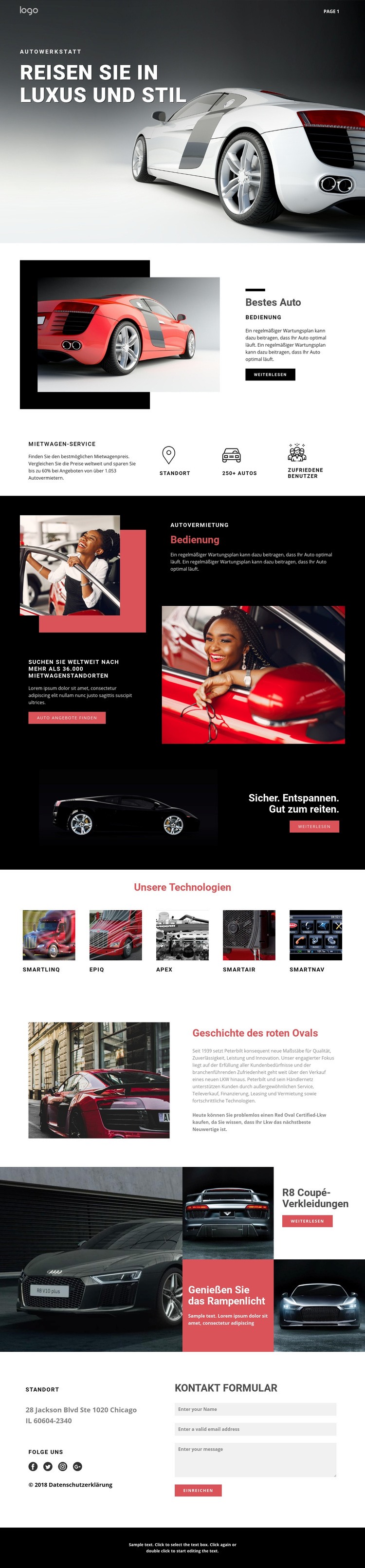 Reisen in Luxusautos Website design