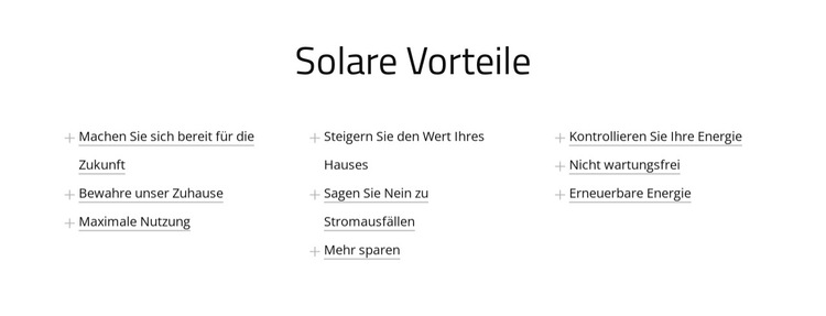 Vorteile von Solarmodulen Website-Vorlage