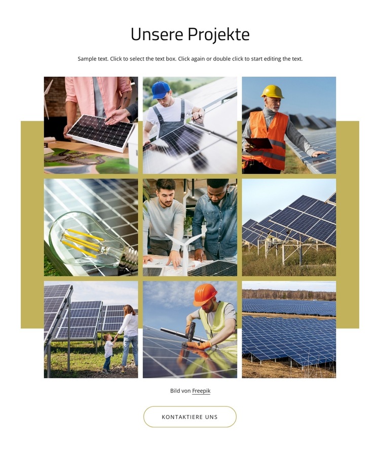 Solarenergie ist eine erneuerbare Energiequelle Website-Vorlage
