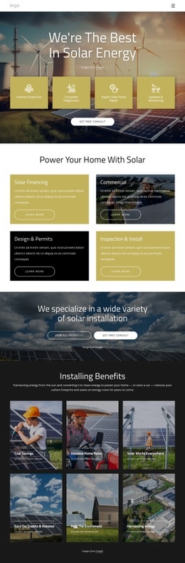 We Are The Best In Solar Energy Landing Pages