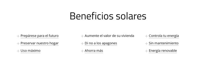 Beneficios de los paneles solares Plantillas de creación de sitios web