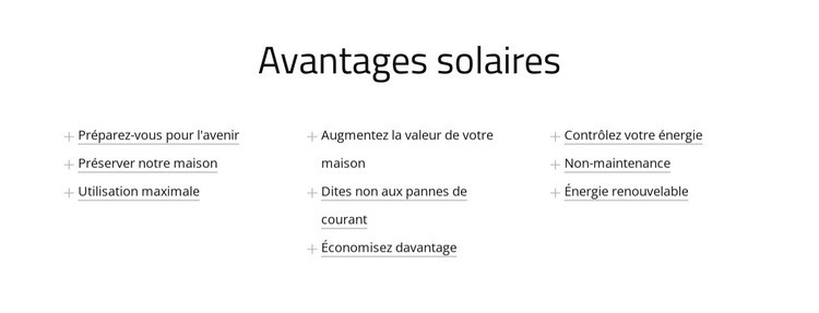 Avantages des panneaux solaires Créateur de site Web HTML