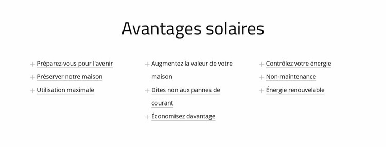 Avantages des panneaux solaires Page de destination