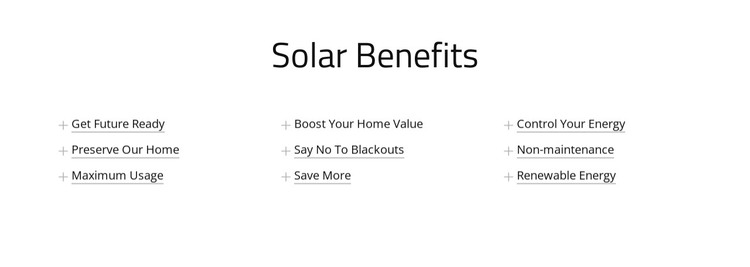 Solar panel benefits HTML Template