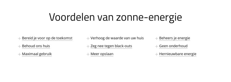 Voordelen van zonnepanelen HTML-sjabloon