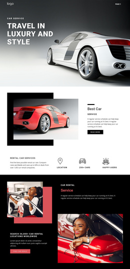 Reizen In Luxe Auto'S - Websitesjabloon Voor Één Pagina