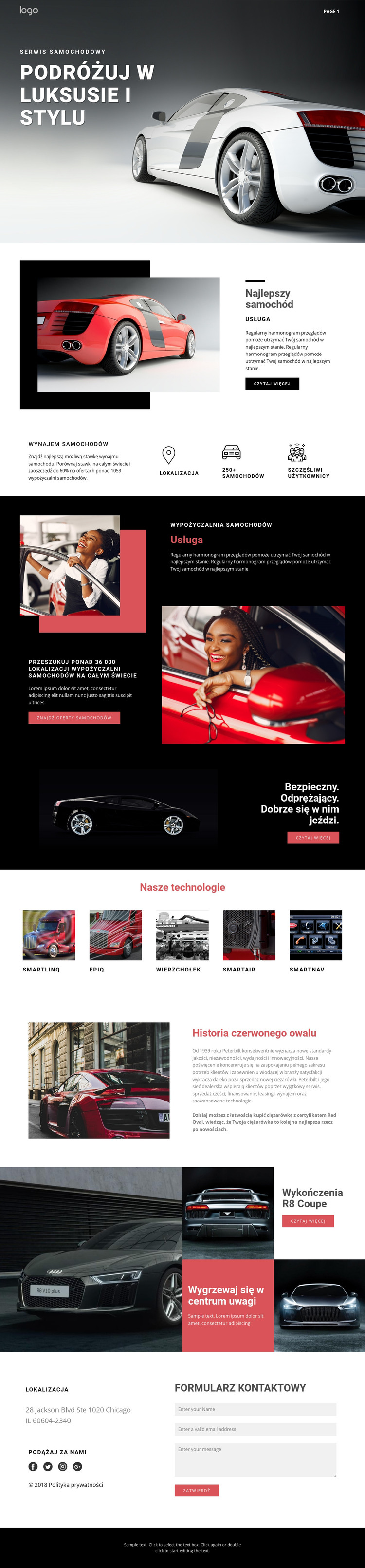 Podróżowanie luksusowymi samochodami Szablon HTML