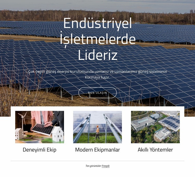 Güneş enerjisinde lideriz Açılış sayfası