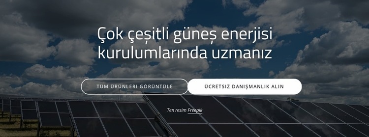 Güneş paneli kurulumu Web Sitesi Mockup'ı