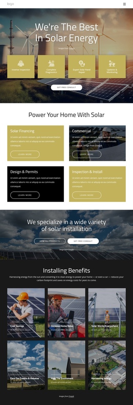 We Are The Best In Solar Energy Landing Page