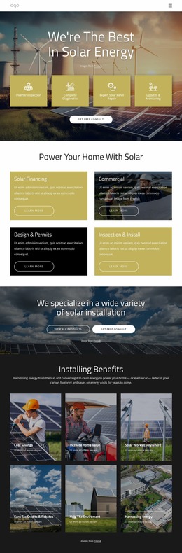 We Are The Best In Solar Energy - Simple Website Mockup