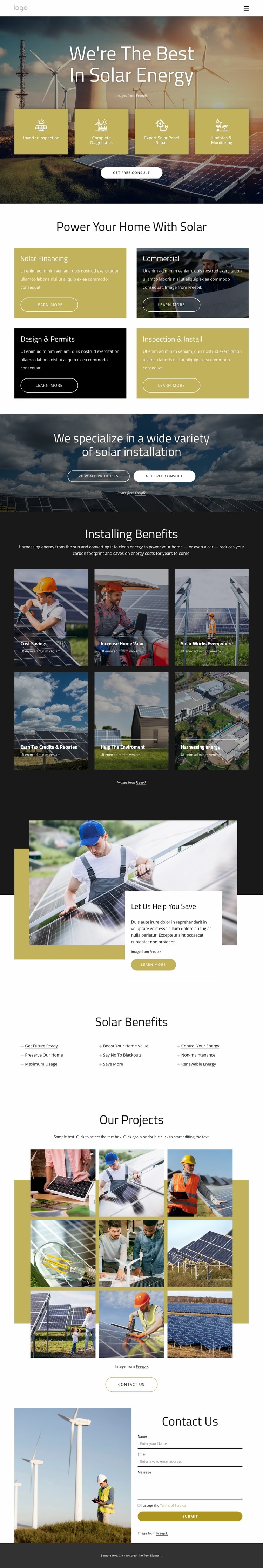 We are the best in solar energy Website Mockup