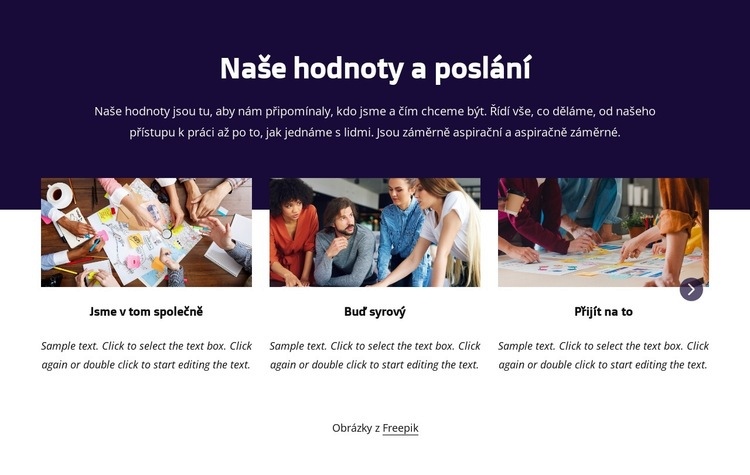 Naše hodnoty a poslání Šablona webové stránky