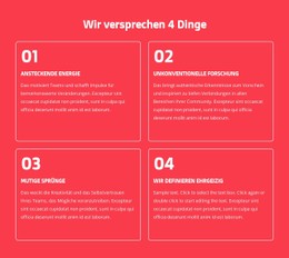 Wir Versprechen 4 Dinge HTML5-Vorlage