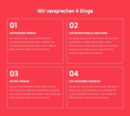 Wir Versprechen 4 Dinge - Design Für Eine Seite