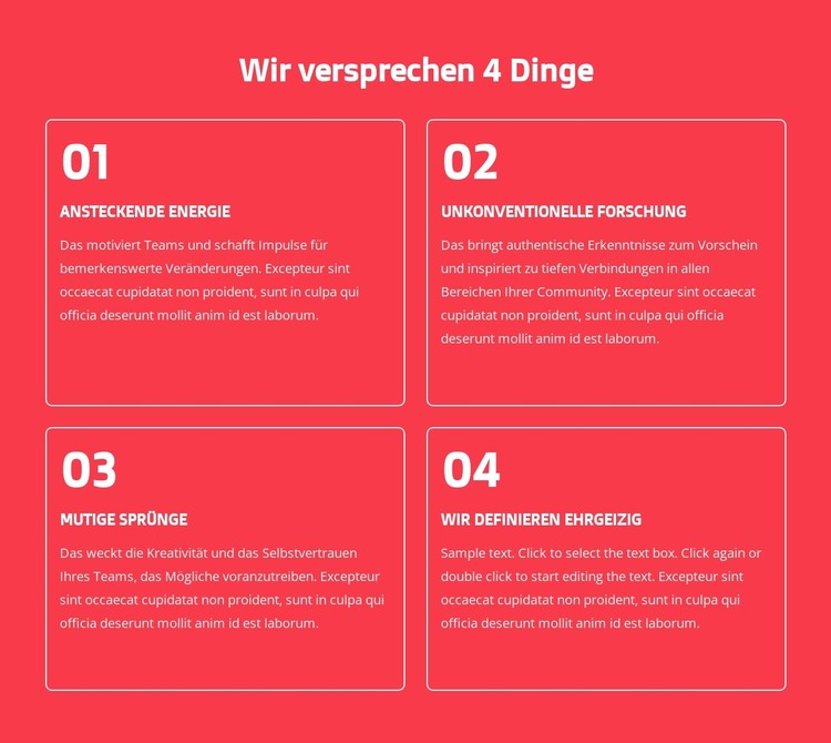 Wir versprechen 4 Dinge HTML-Vorlage