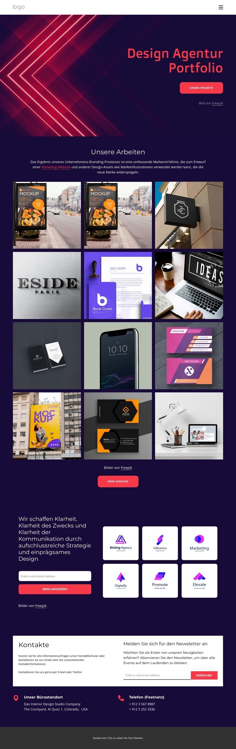 Portfolio einer Designagentur HTML Website Builder