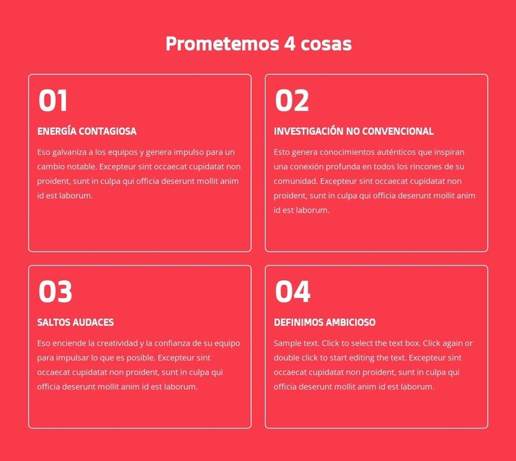 Prometemos 4 cosas Plantillas de creación de sitios web