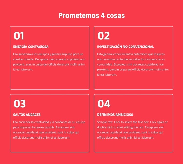 Prometemos 4 cosas Página de destino