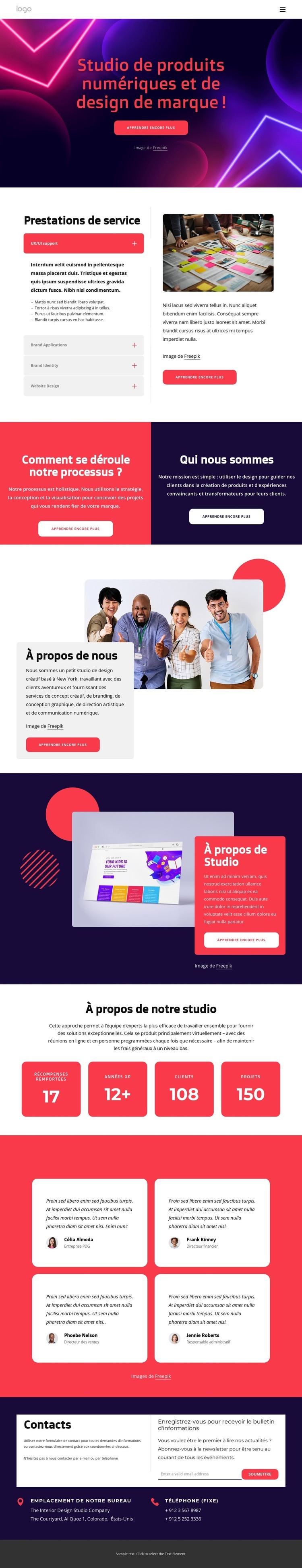 Studio de design de produits et de marques numériques Conception de site Web