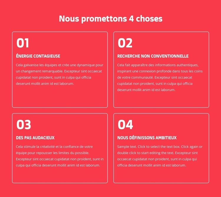 Nous promettons 4 choses Conception de site Web