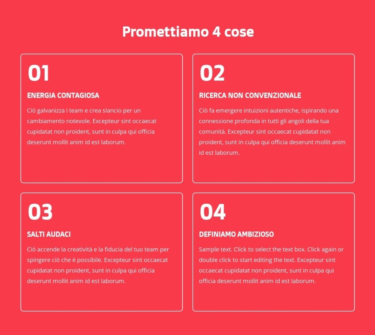 Promettiamo 4 cose Modello HTML