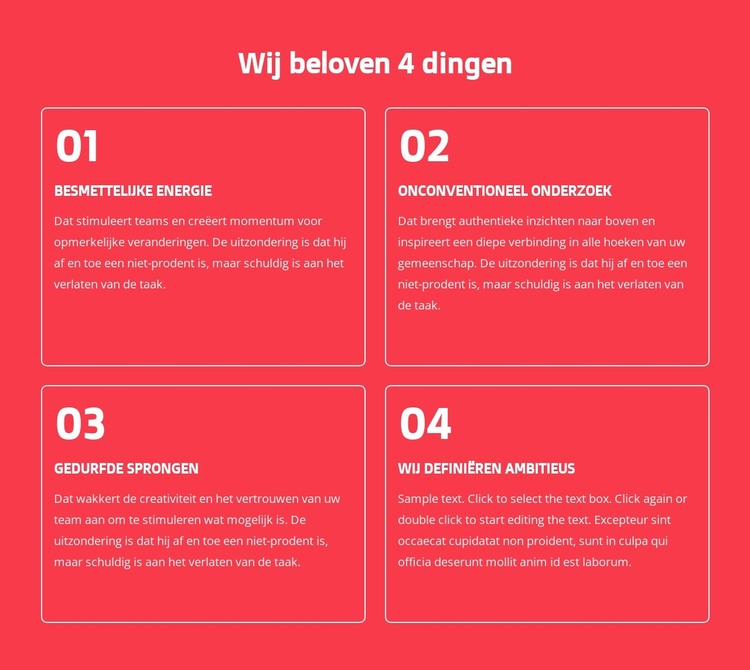 Wij beloven 4 dingen HTML-sjabloon