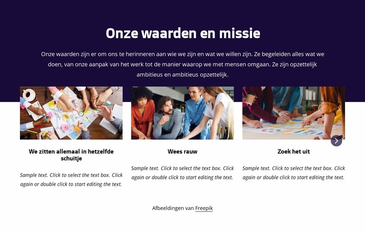 Onze waarden en missie Joomla-sjabloon