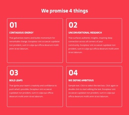 We Promise 4 Things - One Page Design