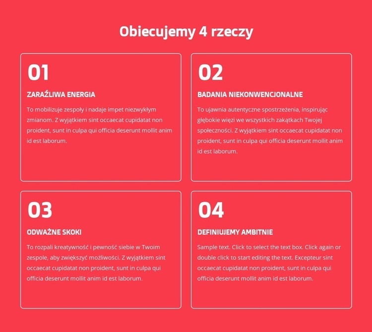 Obiecujemy 4 rzeczy Projekt strony internetowej