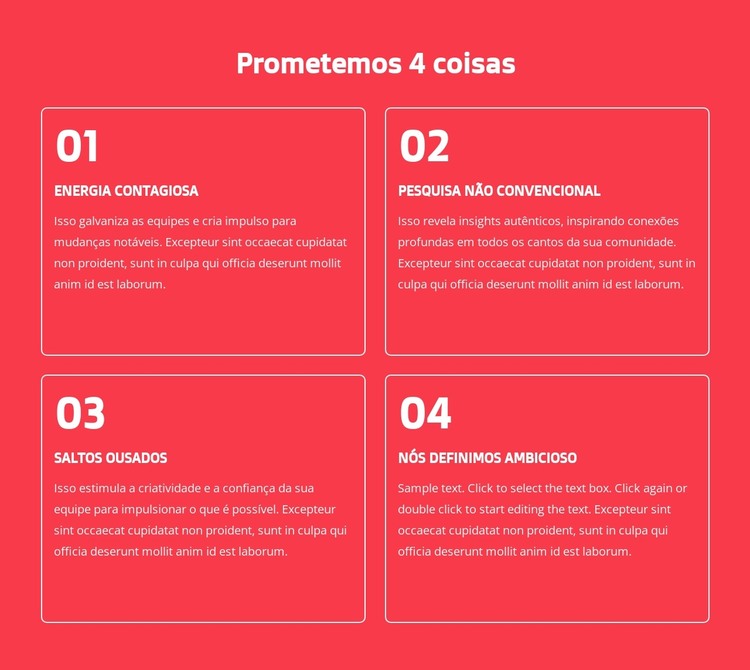 Prometemos 4 coisas Modelo HTML