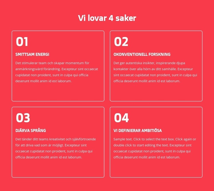 Vi lovar 4 saker HTML-mall