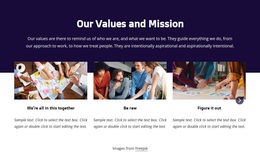 Our Values And Mission - Website Template