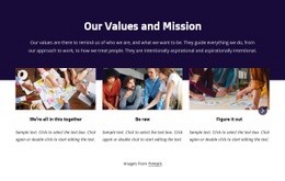 Our Values And Mission - Responsive Web Page Design