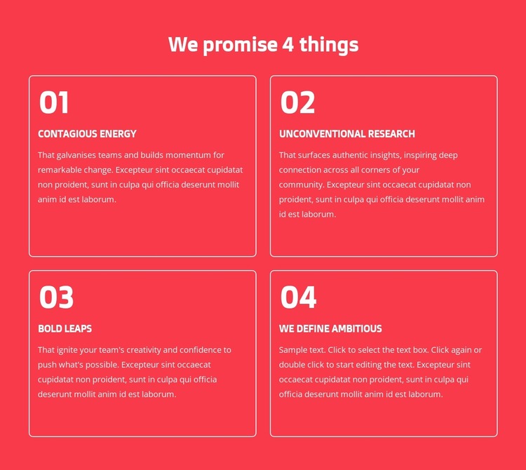 We promise 4 things Website Mockup