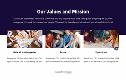 Our Values And Mission - Professional Website Template