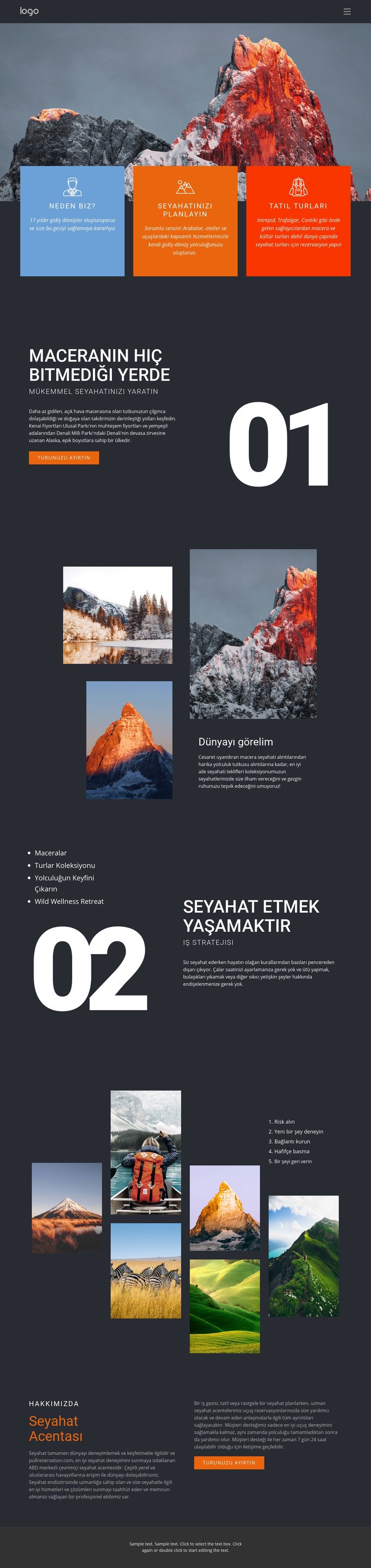 Seyahatte dağ güzelliği Web sitesi tasarımı