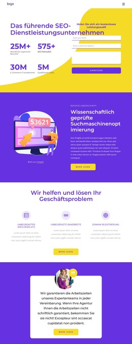 SEO-Dienstleistungsunternehmen - Einfache HTML-Vorlage