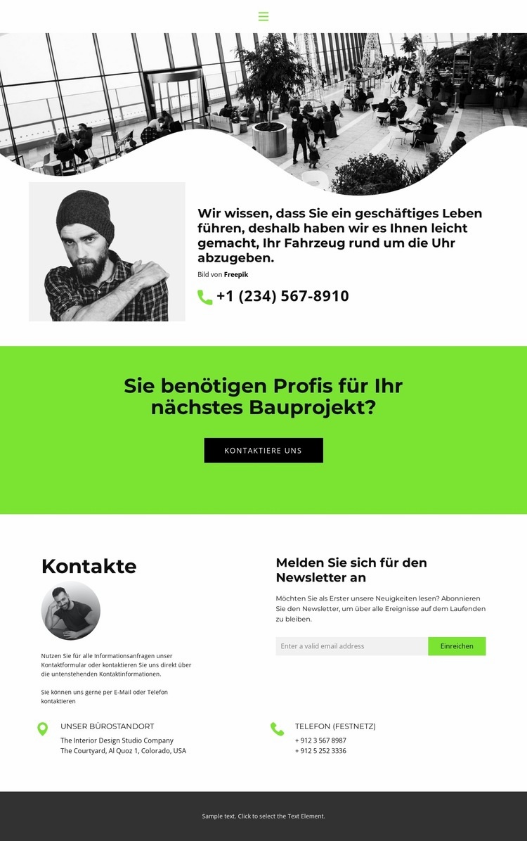 chatte mit uns Landing Page