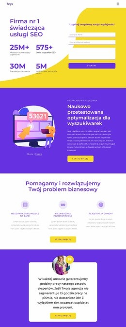 Firma Świadcząca Usługi SEO - Gotowa Do Użycia Strona Docelowa