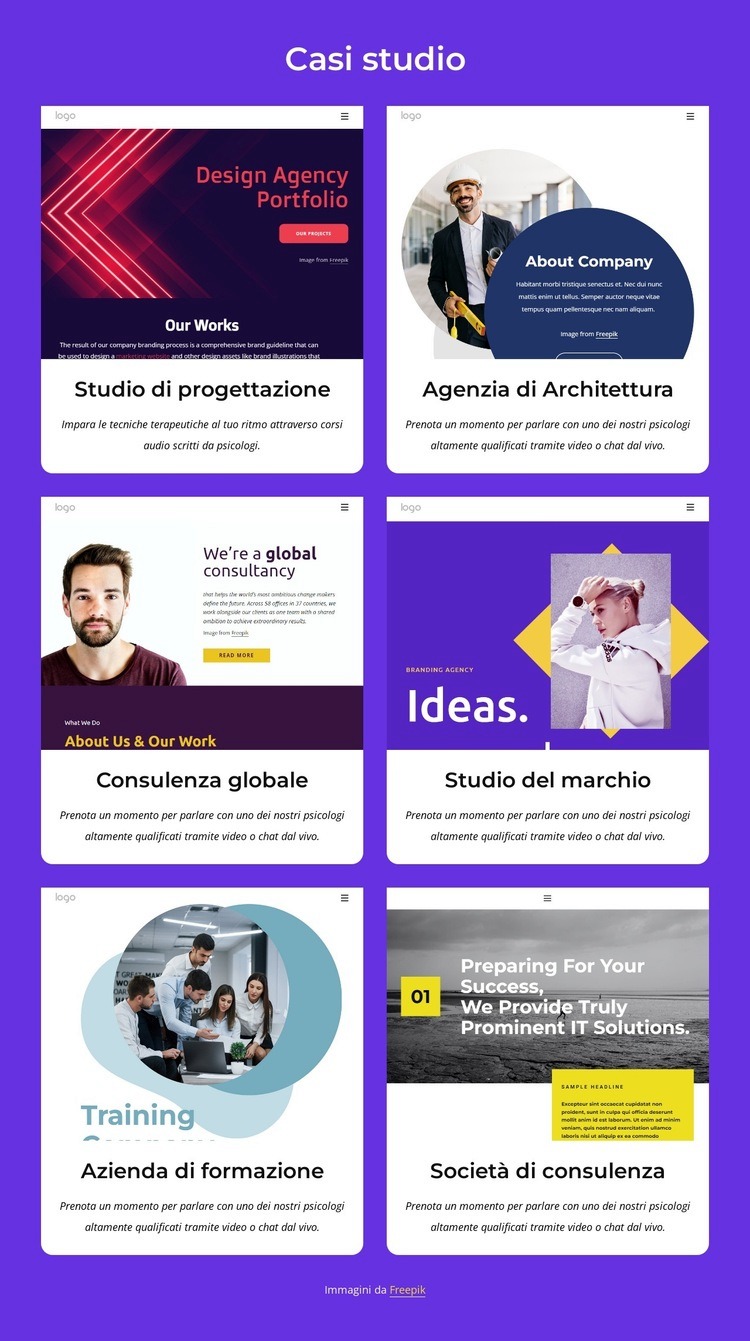 Consulenza creativa specializzata nell'espressione del marchio Costruttore di siti web HTML