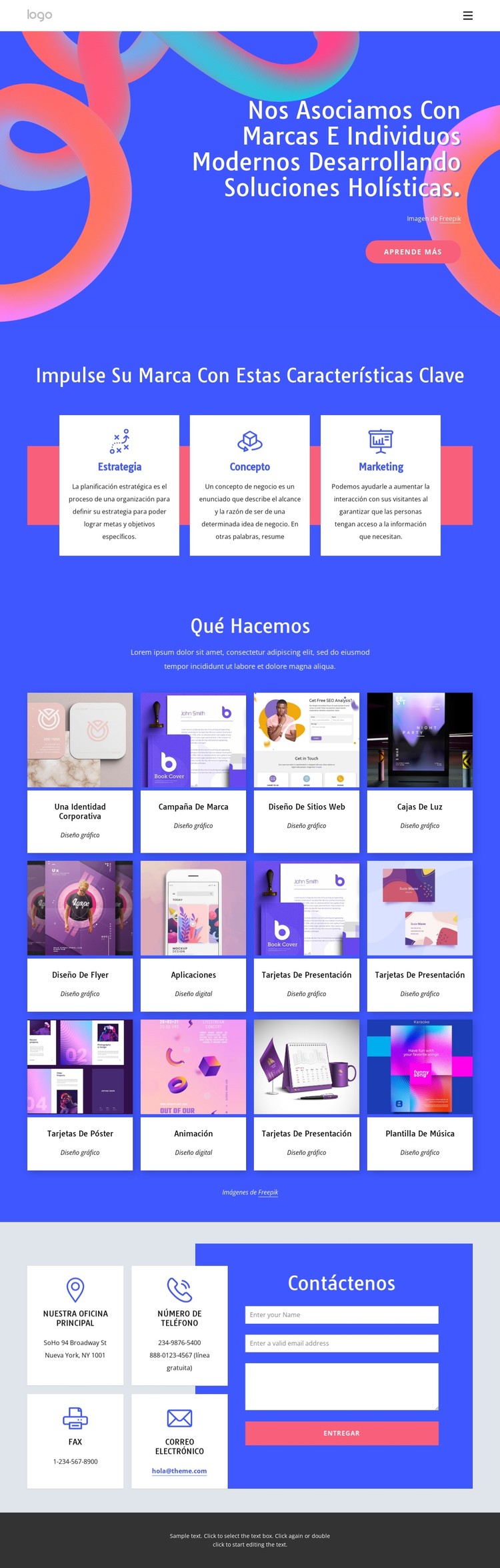 Creamos marcas como experiencias vivas y respirables. Plantilla CSS