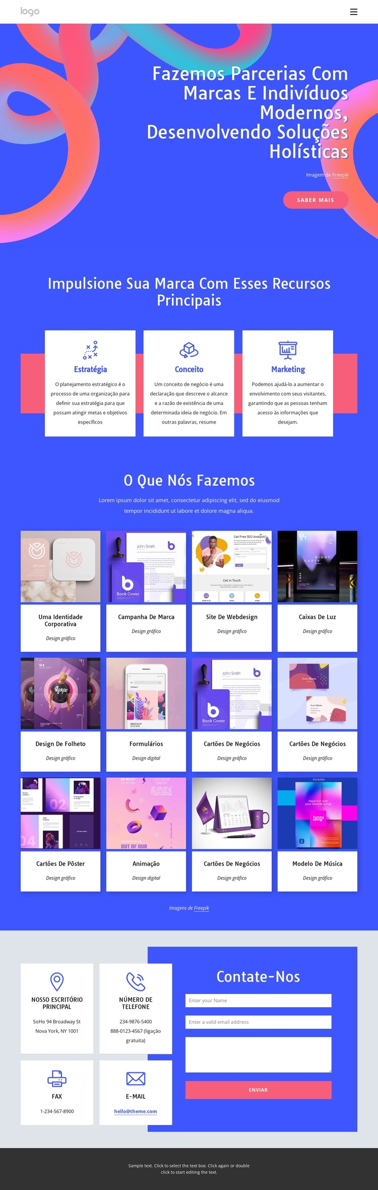 Criamos marcas como experiências vivas e respiratórias Modelo de site